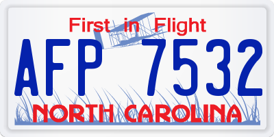 NC license plate AFP7532