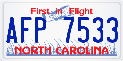 NC license plate AFP7533