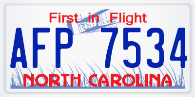 NC license plate AFP7534