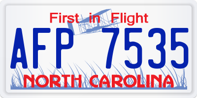 NC license plate AFP7535