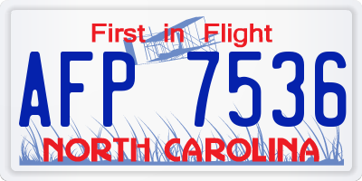 NC license plate AFP7536