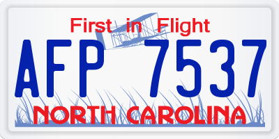 NC license plate AFP7537