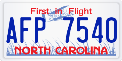 NC license plate AFP7540