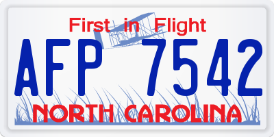 NC license plate AFP7542