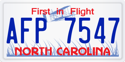 NC license plate AFP7547