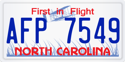 NC license plate AFP7549