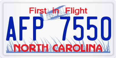 NC license plate AFP7550