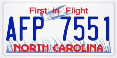NC license plate AFP7551