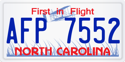 NC license plate AFP7552