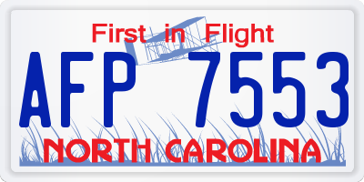 NC license plate AFP7553