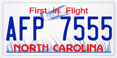 NC license plate AFP7555
