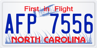 NC license plate AFP7556