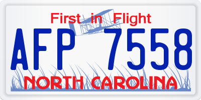 NC license plate AFP7558