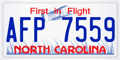 NC license plate AFP7559