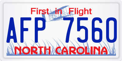 NC license plate AFP7560