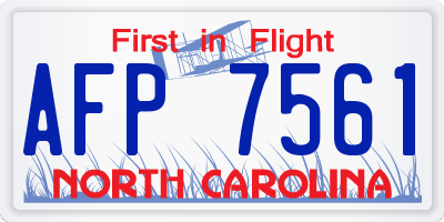 NC license plate AFP7561