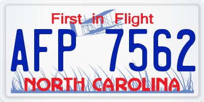 NC license plate AFP7562