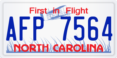 NC license plate AFP7564