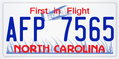NC license plate AFP7565
