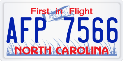 NC license plate AFP7566