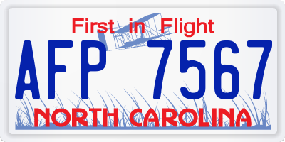 NC license plate AFP7567