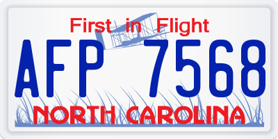 NC license plate AFP7568