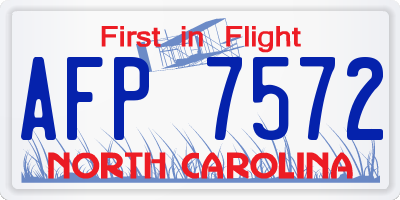 NC license plate AFP7572