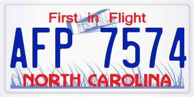 NC license plate AFP7574