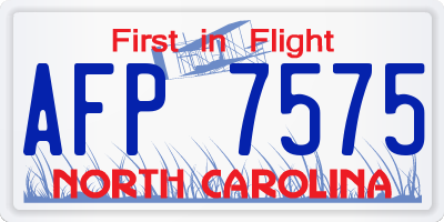 NC license plate AFP7575