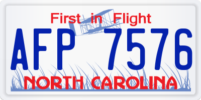 NC license plate AFP7576