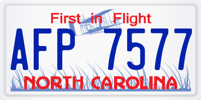 NC license plate AFP7577