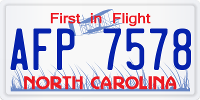 NC license plate AFP7578