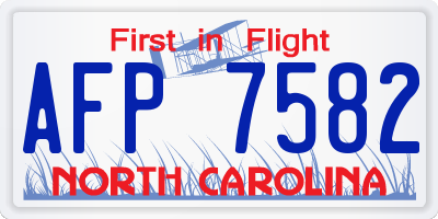 NC license plate AFP7582