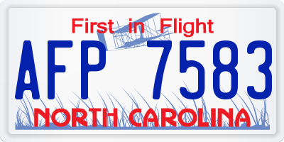 NC license plate AFP7583