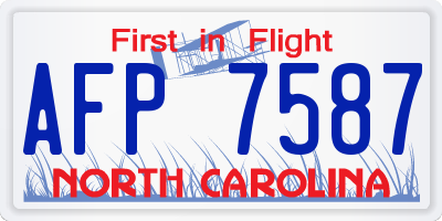 NC license plate AFP7587