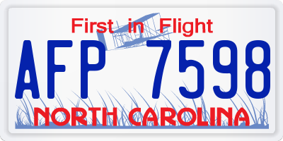NC license plate AFP7598