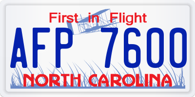 NC license plate AFP7600