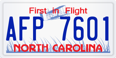 NC license plate AFP7601