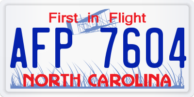 NC license plate AFP7604