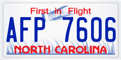 NC license plate AFP7606