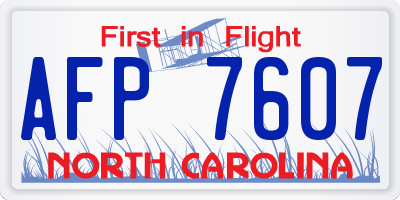 NC license plate AFP7607