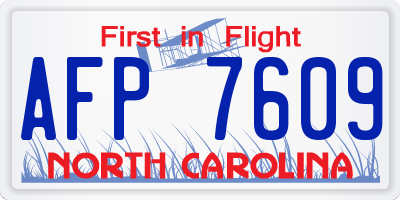 NC license plate AFP7609