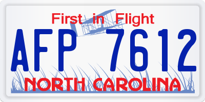 NC license plate AFP7612