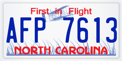NC license plate AFP7613