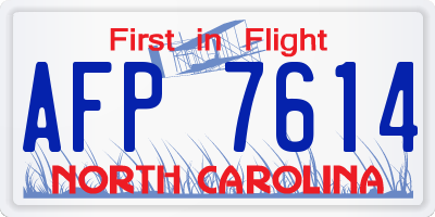 NC license plate AFP7614