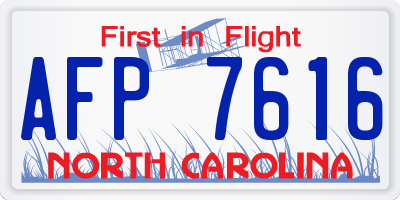 NC license plate AFP7616
