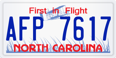 NC license plate AFP7617