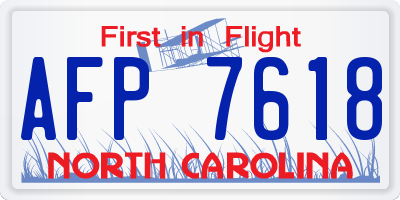 NC license plate AFP7618