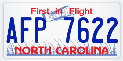 NC license plate AFP7622