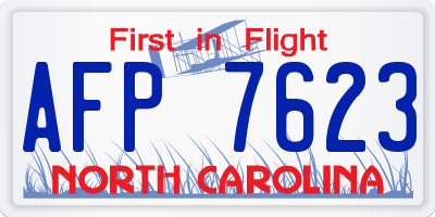 NC license plate AFP7623